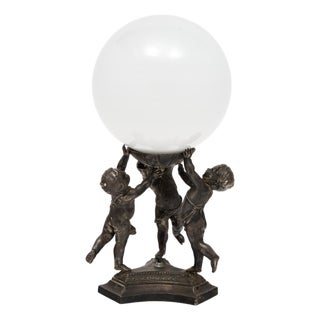 1940s Art Deco Period, French Table Lamp, Pewter Cupids For Sale