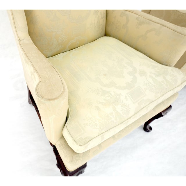 Pair of Hickory c1960s Very fine Mahogany Queen Ann Bases Arm Wingback Chairs For Sale - Image 6 of 16