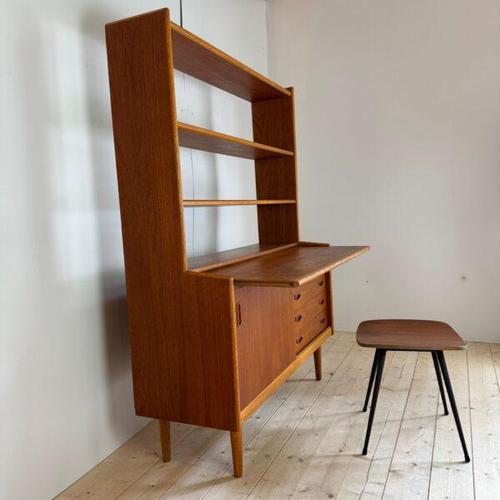 Sideboard Bookcase with Pull-Out Desk in Teak, Denmark, 1960s For Sale - Image 5 of 6