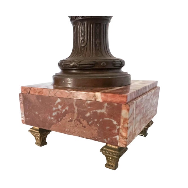 Bronze 19th Century French Urn on Marble Pedestal For Sale - Image 8 of 12