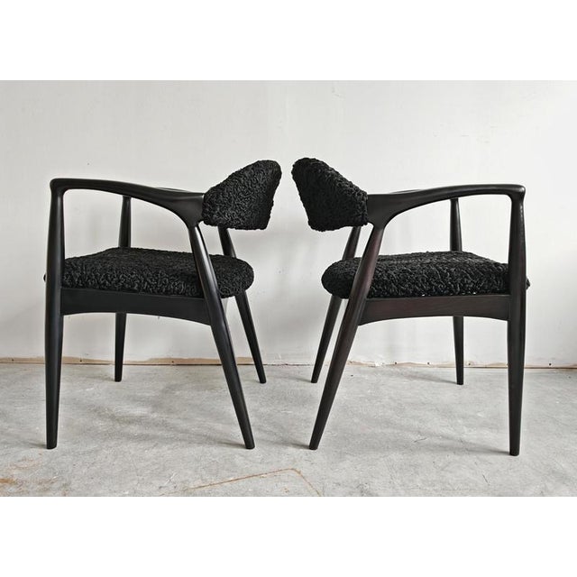 Mid-Century Armchairs in Astrakhan Fur Upholstery, Former Yugoslavia 1960s, Set of 2 For Sale - Image 9 of 16