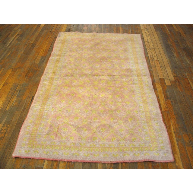 Antique Indian Agra cotton rug, measures: 4'0"x 7'0. Antique Agra - Cotton Small Scatter Size Wool Coral Rug, Circa Date:...