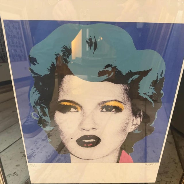 Ink Blue 21st Century Framed Kate Moss 30/60 Numbered Lithography by Banksy For Sale - Image 8 of 12