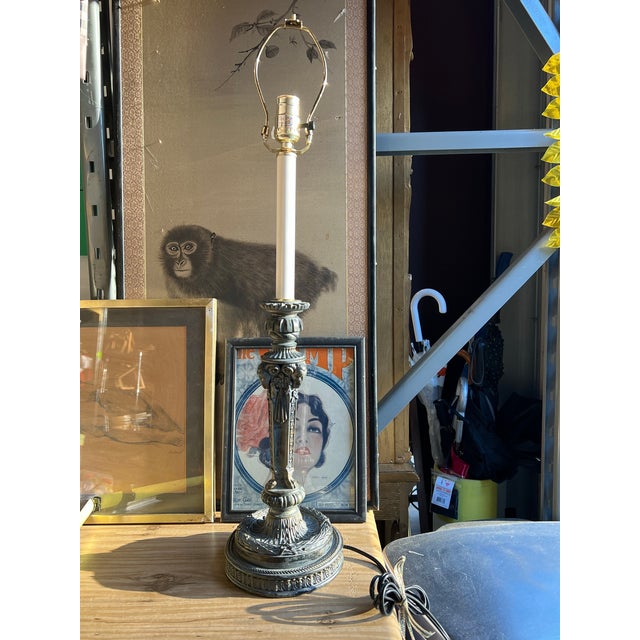 Up for consideration is a beautiful vintage modern style metal table lamp with ram head details and lampshade. This would...