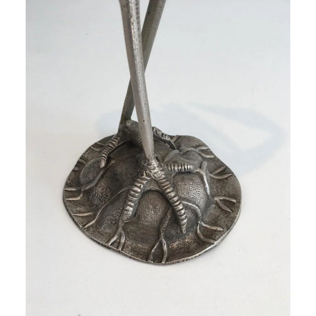 Neoclassical Silvered Bronze Herons, Attributed to Maison Bagués, circa 1940 - A Pair For Sale - Image 3 of 13