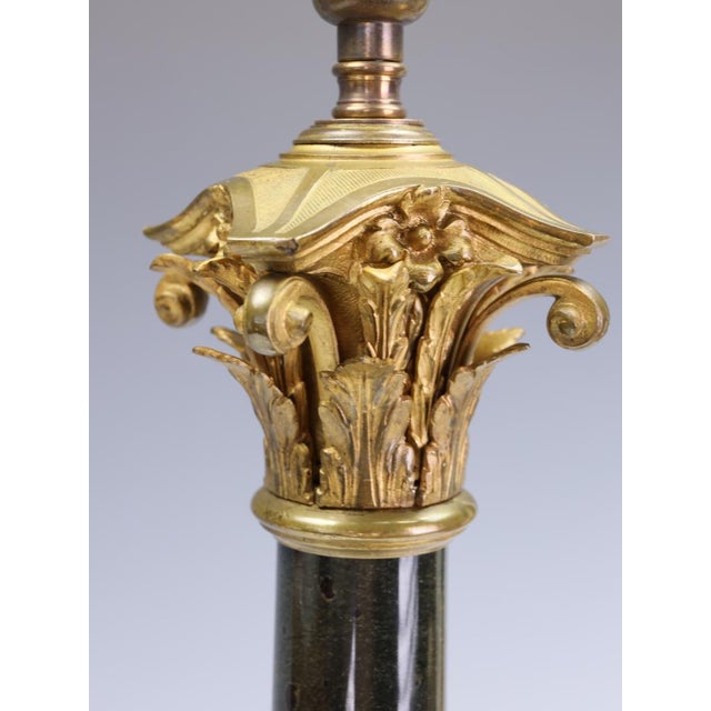 Antique 19th Century French Black Marble Column Table Lamp with Gilt Rococo, 1890 For Sale - Image 9 of 17