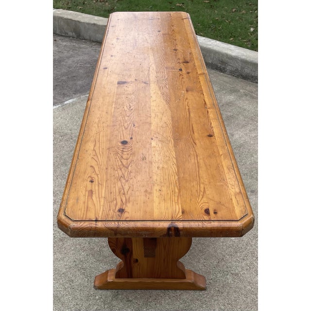 French Country Brutalist Trestle Bench For Sale - Image 9 of 10