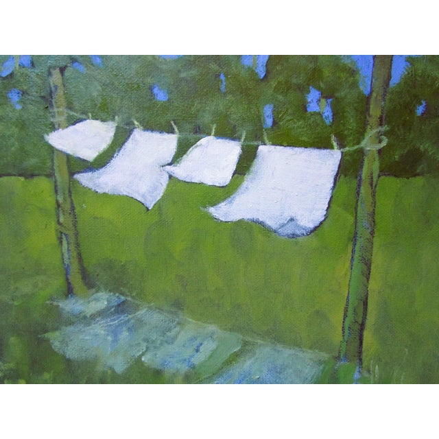 Backyard Clothesline Art Lynne French California laundry landscape oil painting. The signed original painting measures...