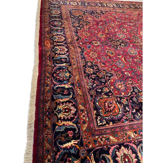 Hand Knotted Vintage Persian Mashad Rug 11'2'' X 15'7'' For Sale - Image 4 of 12