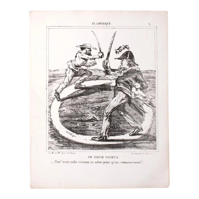 Jules Pelcaq, En Amérique, Lithograph on Paper, 19th Century For Sale