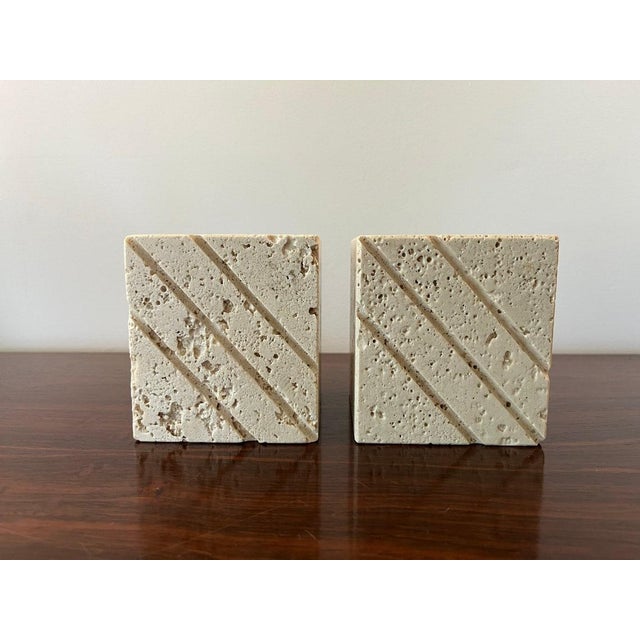 Vintage Travertine Cube Bookends by Fratelli Mannelli - a Pair For Sale - Image 4 of 9