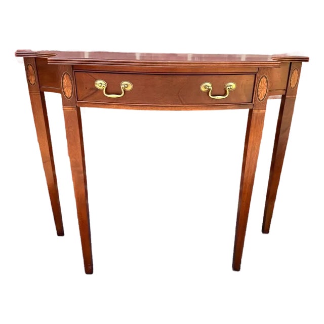 Late 20th Century Hammary Federal Style Solid Mahogany Inlaid Console Table For Sale