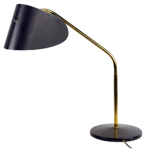 Mid-Century Austrian Brass and Grey Metal Table Lamp from Hagenauer Vienna, 1950s