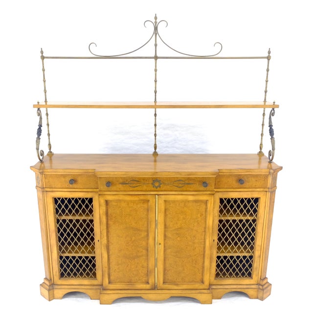 Regency Gallery Etagere Top Light Burl Walnut Sideboard Credenza c1920s MINT! For Sale - Image 12 of 18