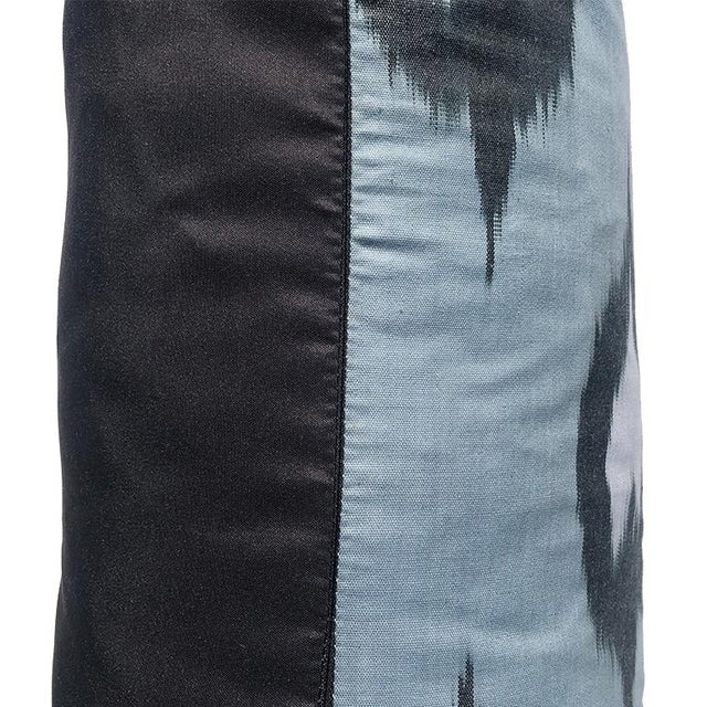 Woven Tribal Ikat Down Fill Lumbar Pillow in Gray Black and White For Sale - Image 6 of 8