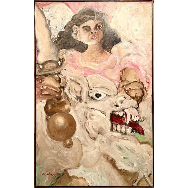 Diego Barboza, Large Venezuelan Expressionist Oil Painting Diego Barboza Latin American Master, 1988 For Sale