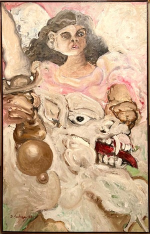Diego Barboza, Large Venezuelan Expressionist Oil Painting Diego Barboza Latin American Master, 1988