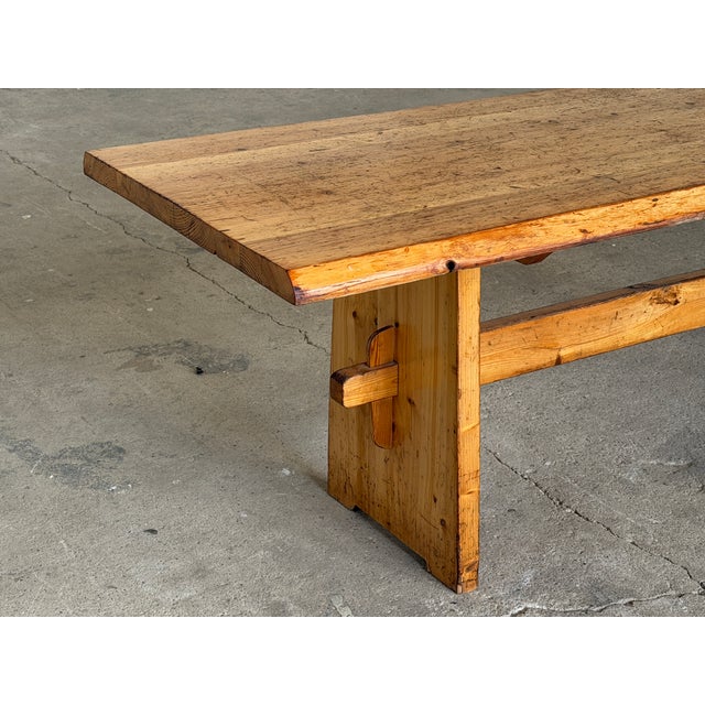 Vintage Scandinavian Modern Pine Trestle Dining Table, 1940s For Sale - Image 6 of 11