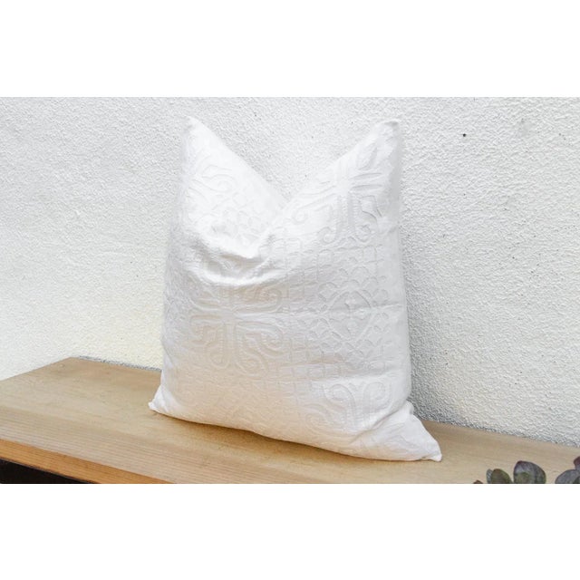 Terra Cream Euro Applique Pillow Cover For Sale In Los Angeles - Image 6 of 8