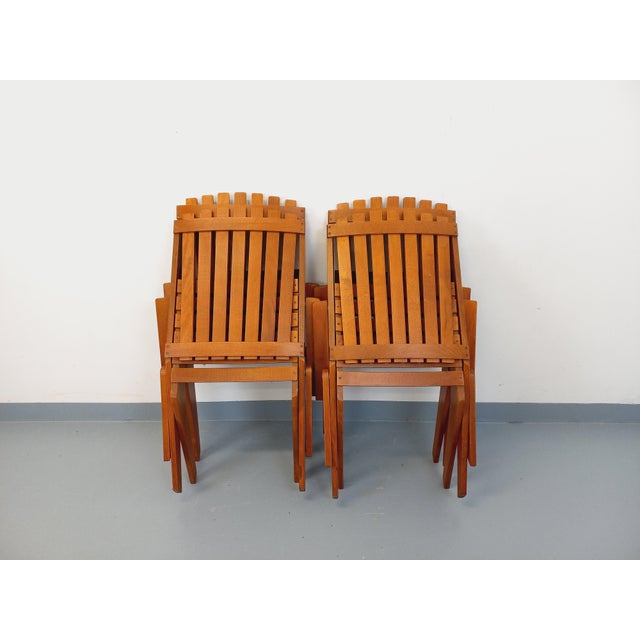 Vintage Beechwood Garden Armchairs, 1960s, Set of 4 For Sale - Image 15 of 18