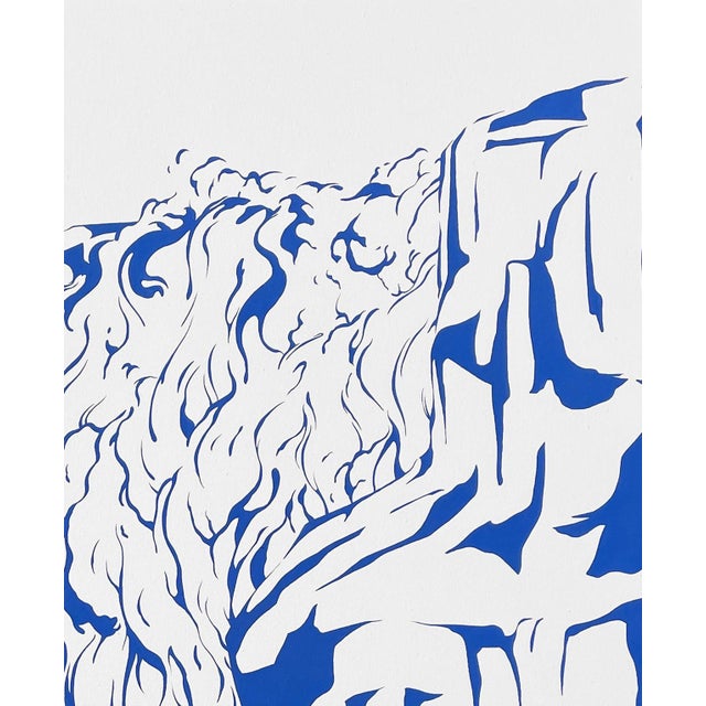 Contemporary Max Kremer "Waterfall II" Contemporary Blue & White Abstract Mountain Landscape Painting, 2023 For Sale - Image 3 of 6