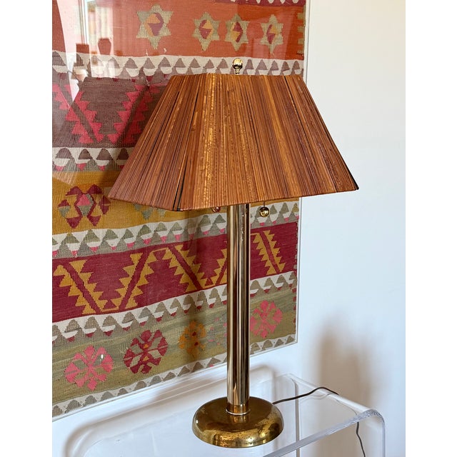 Paavo Tynell-Style Split Reed Table Lamp Organic Modern Brass Scandinavian-Style For Sale - Image 12 of 18