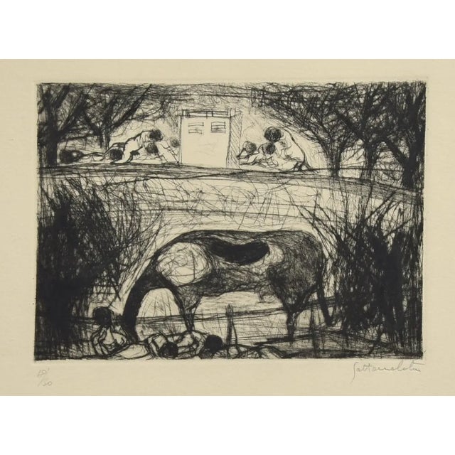 Landscape - Original Etching by N. Gattamelata - Late 20th Century Late 20th Century For Sale
