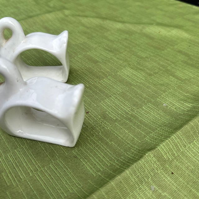 Pair of 1970s White Ceramic Swan Napkin Rings For Sale - Image 4 of 6