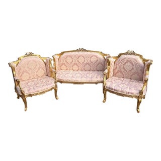 Late 20th Century 3-Piece French Louis XVI Sofa Set For Sale