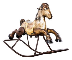 Vintage Mobo Painted Tin Plate Rocking Horse, 1960s