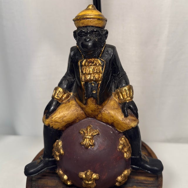 Tan Vintage Maitland Smith Style Singerie Monkey Bellhop Table Lamp For Sale - Image 8 of 12