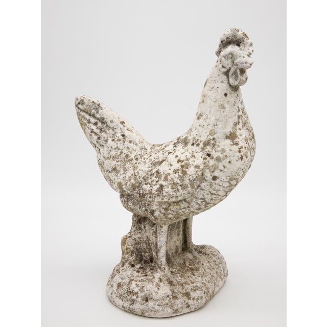 The iconic French Country rooster in cast stone. Finished in a white paint with the perfect patina.
