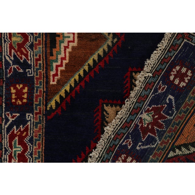 Textile Rug & Kilim’s Afghan Baluch Tribal Rug in Navy Blue With Beige-Brown Medallions For Sale - Image 7 of 7