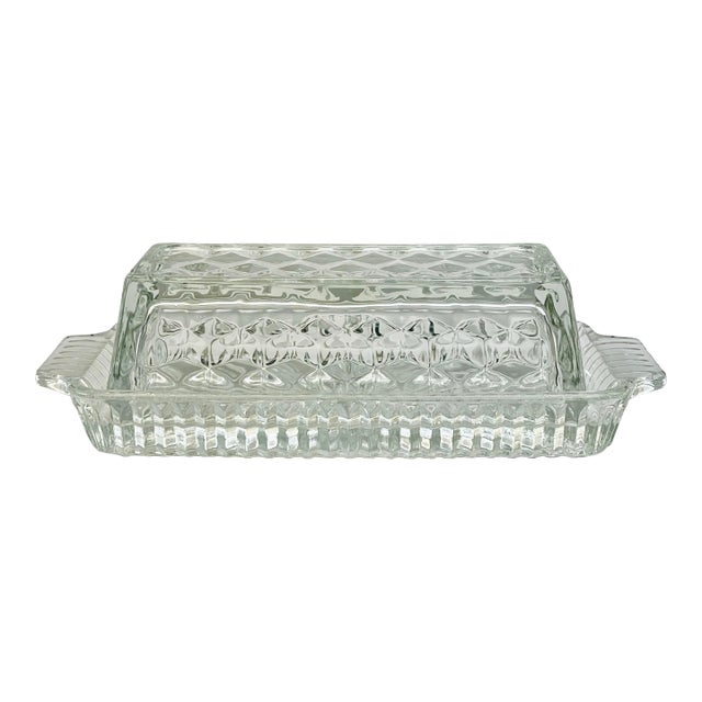 Vintage Pressed Glass Butter Dish For Sale