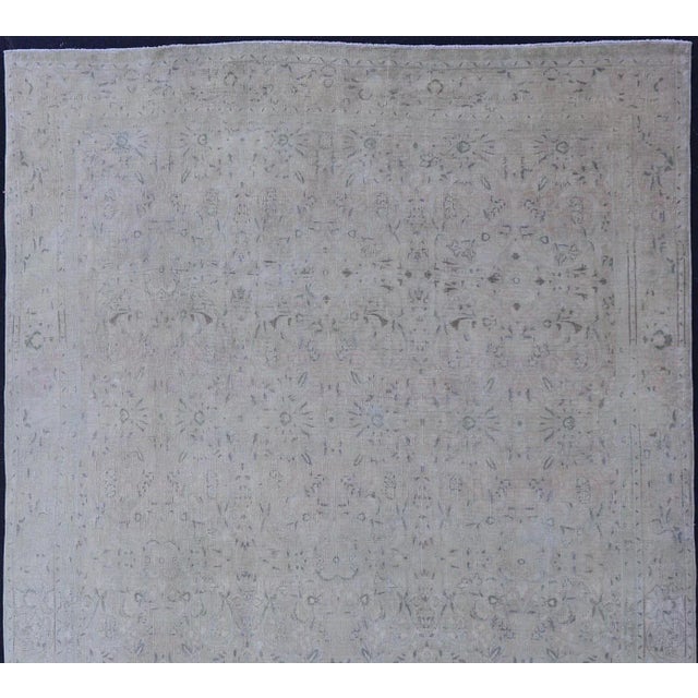 Cream Early 20th Century All-Over Floral Design Antique Persian Khorassan Rug in Muted Shades of Cream Green and Buttery Yellow For Sale - Image 8 of 13