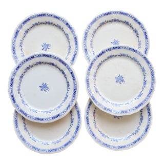 Vintage Dinner Plates with Royal Pattern from Gien, 1940s, Set of 6 For Sale