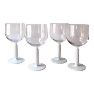 Rosenthal Studio-Line Wine or Cocktail Glasses With White Glass Stem, Set of 4