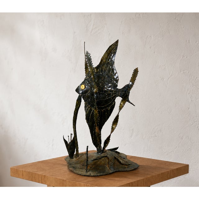 Large Brutalist Sculpture of an Angelfish, 1970, Welded Metal For Sale - Image 9 of 9