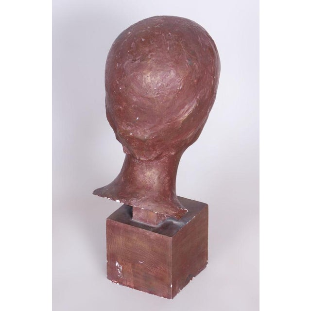 Original Art Deco Statuette of Young Woman in Painted Plaster, Czechia, 1920s-1940s For Sale - Image 4 of 9