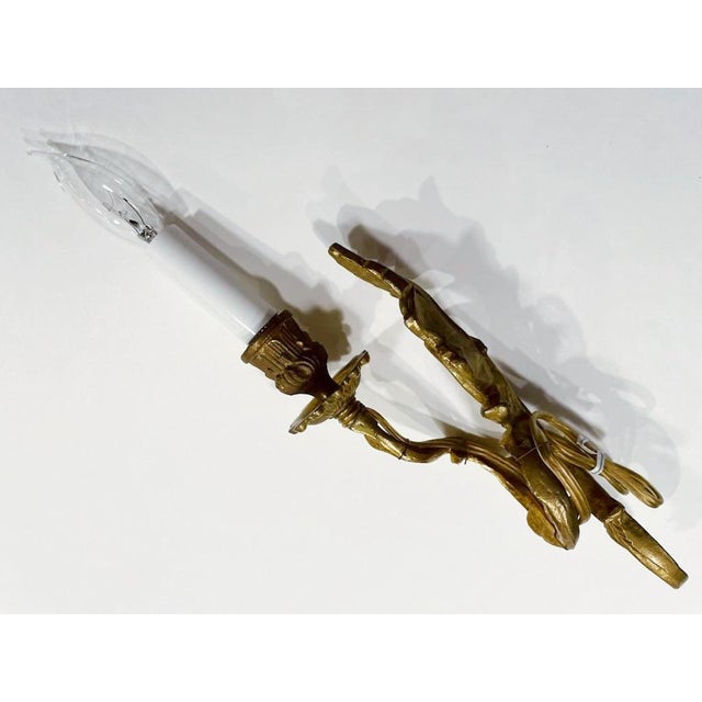 1930s 1930s Art Deco French Candle Lights Bronze Wall Sconces - A Pair For Sale - Image 5 of 6