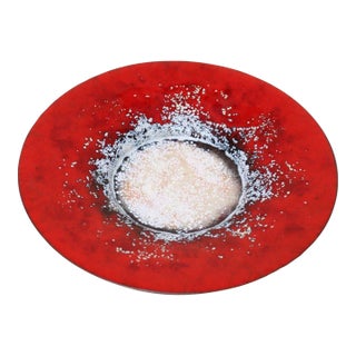 Vintage Arts and Crafts Red Enamel on Copper Dish by Serge Nekrasoff For Sale