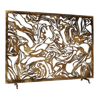 Aged Gold Marmol Fireplace Screen Iron For Sale