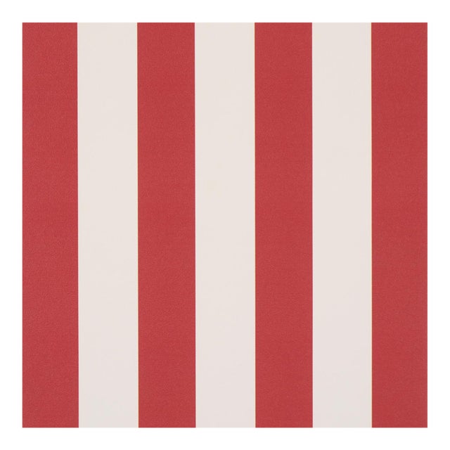 Schumacher Emma Stripe Wallcovering in Red For Sale