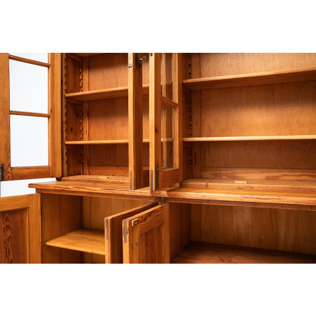 Vintage Polish Monumental Pine Bookcase, 1930s For Sale - Image 11 of 16