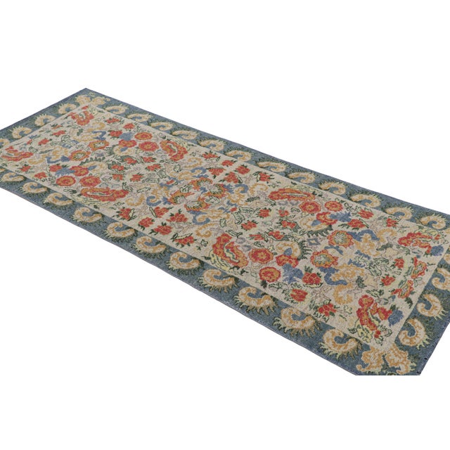2010s Rug & Kilim’s Classic Style Runner Rug in White With Floral Patterns For Sale - Image 5 of 7