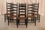 Textile Set of 6 Antique Shaker Ladder Back Dining Chairs | Ebonized Wood, Hand-Woven Rush Seats For Sale - Image 7 of 14