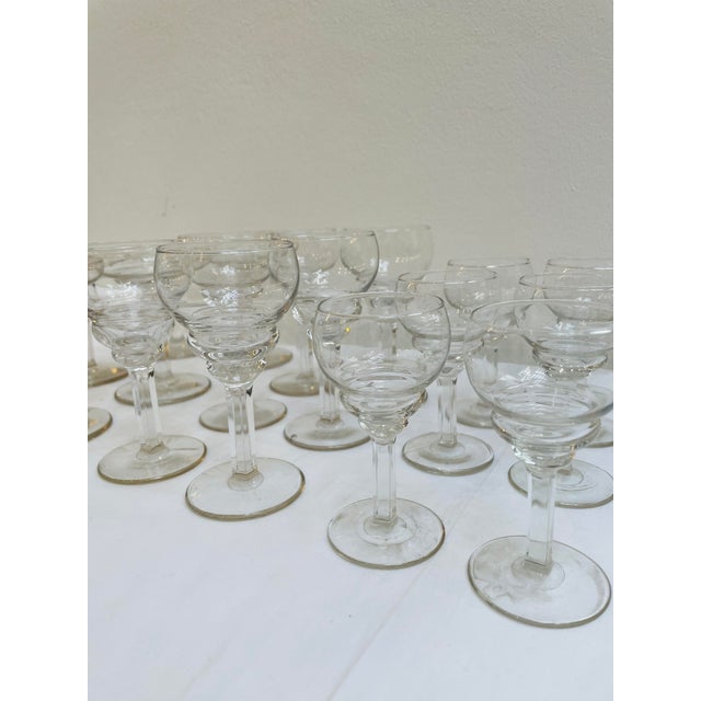 Art Deco Glasses in Pressed Glass, France, 1920s, Set of 18 For Sale - Image 8 of 14