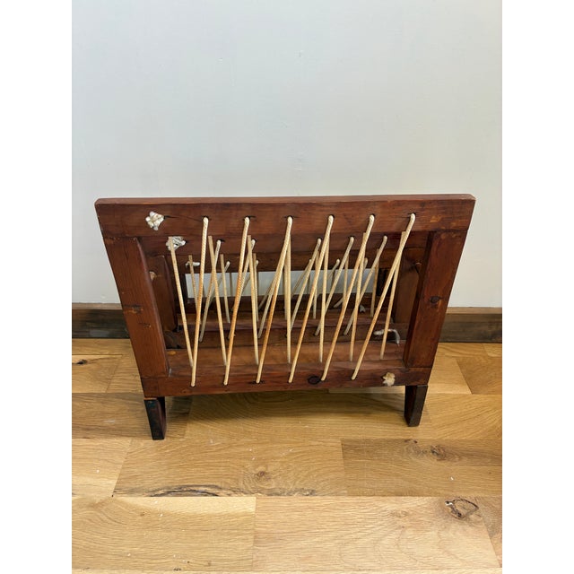 Brown Vintage Danish Modern Style Wood Magazine Rack With Rope Lacing For Sale - Image 8 of 11