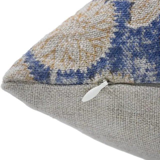 Art Deco Fabdivine Handcrafted Block Print Cushion Cover 22x22 Inch Thick Linen- Sudershan Jaal For Sale - Image 3 of 4