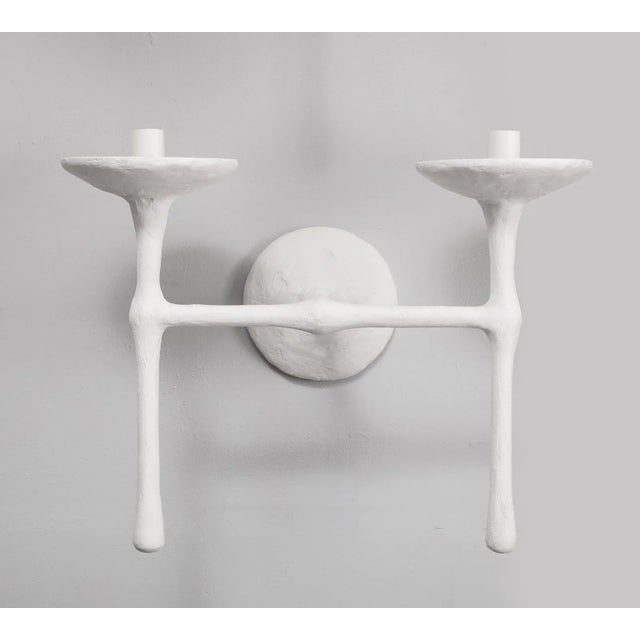 Mid-Century Modern Bespoke Double-Arm Plaster Sconces - a Pair For Sale - Image 3 of 11